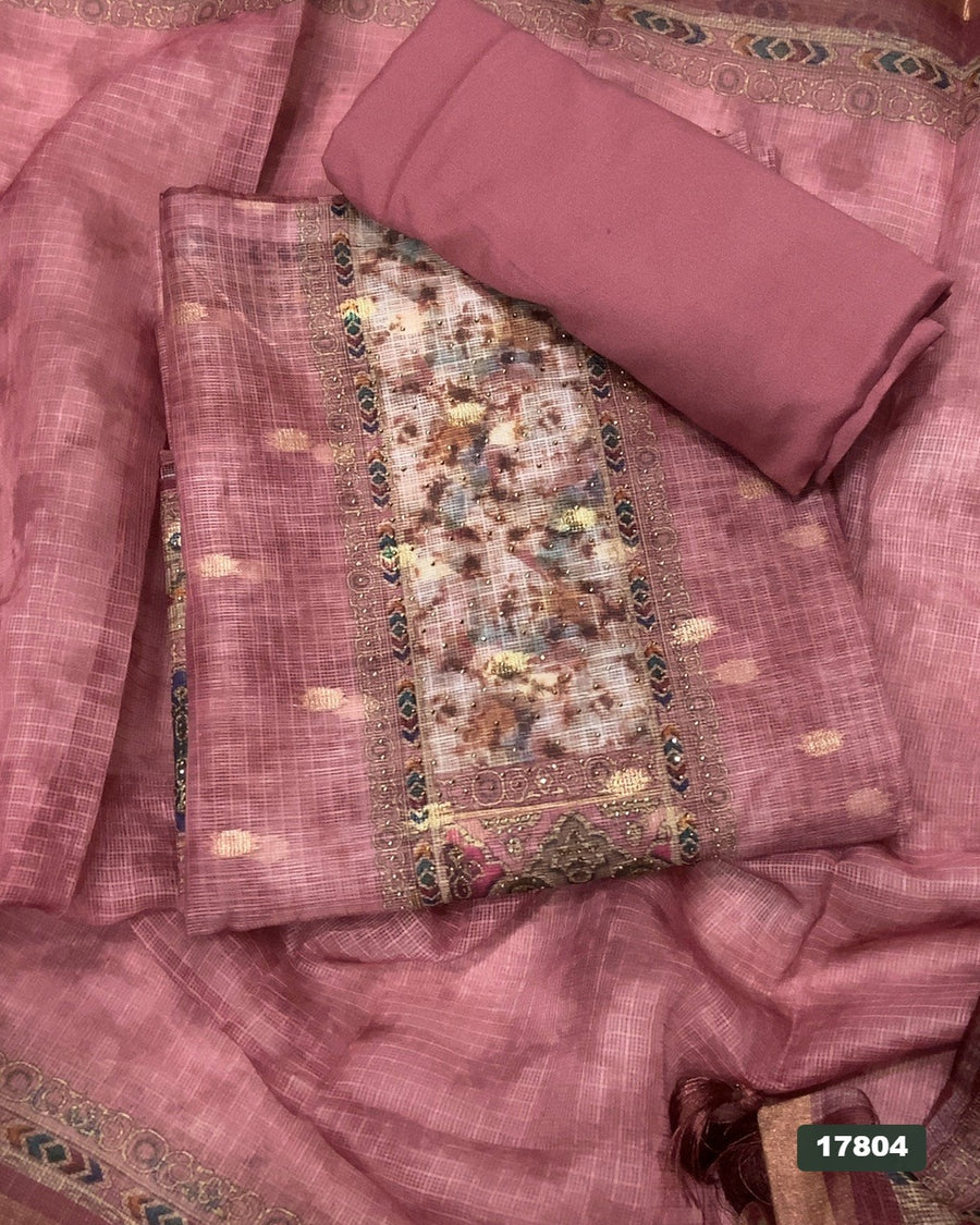 Linen Silk Embroidery Suit Set