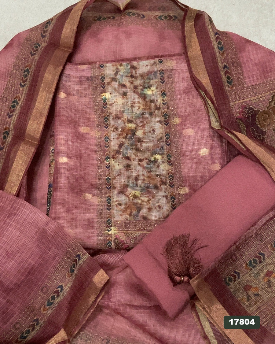 Linen Silk Embroidery Suit Set