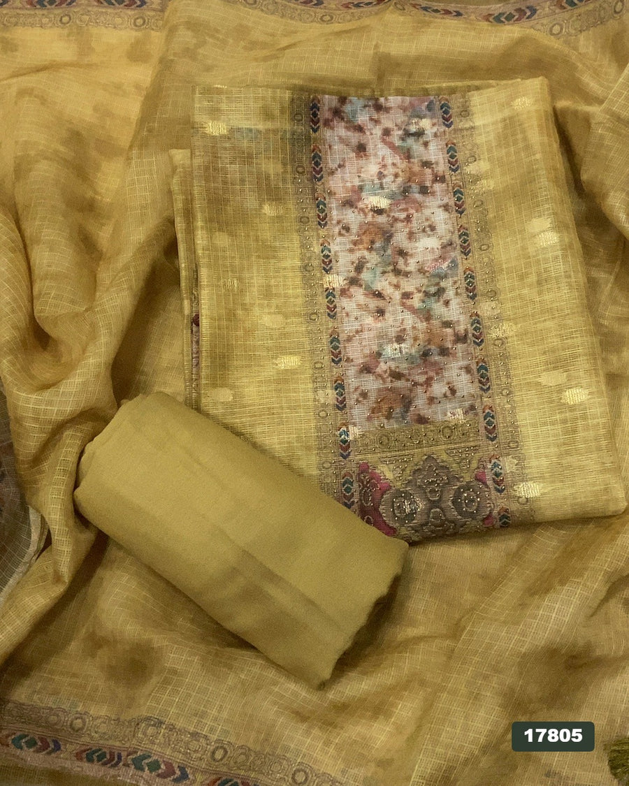 Linen Silk Embroidery Suit Set