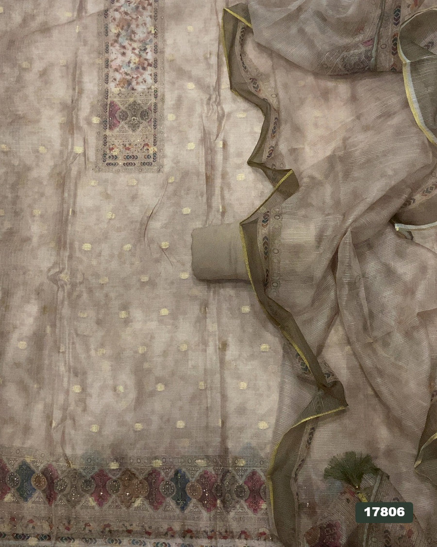 Linen Silk Embroidery Suit Set