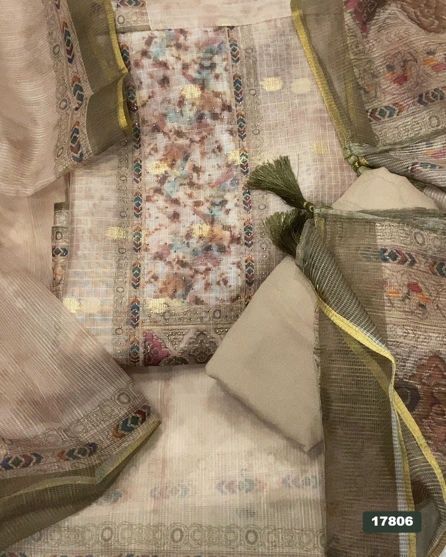 Linen Silk Embroidery Suit Set