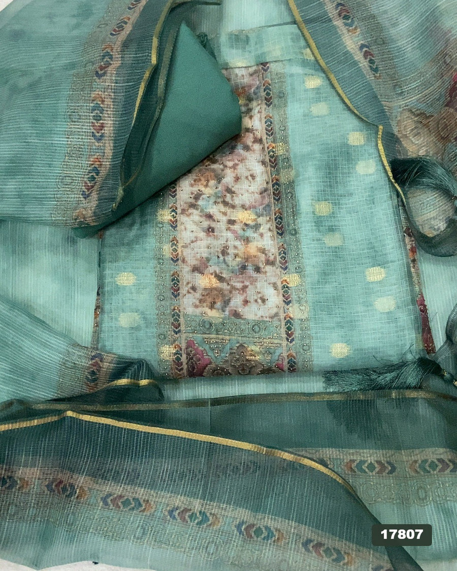 Linen Silk Embroidery Suit Set