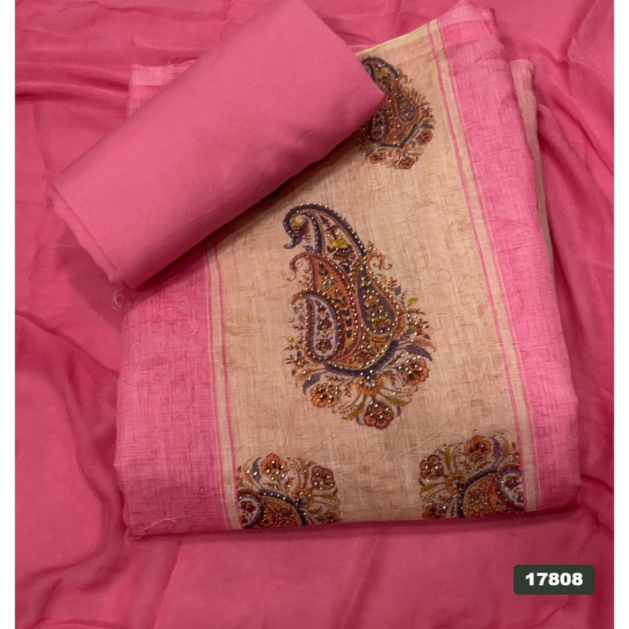 Linen Silk Embroidery Suit Set