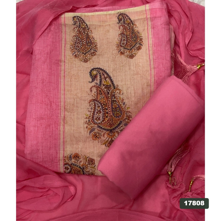 Linen Silk Embroidery Suit Set