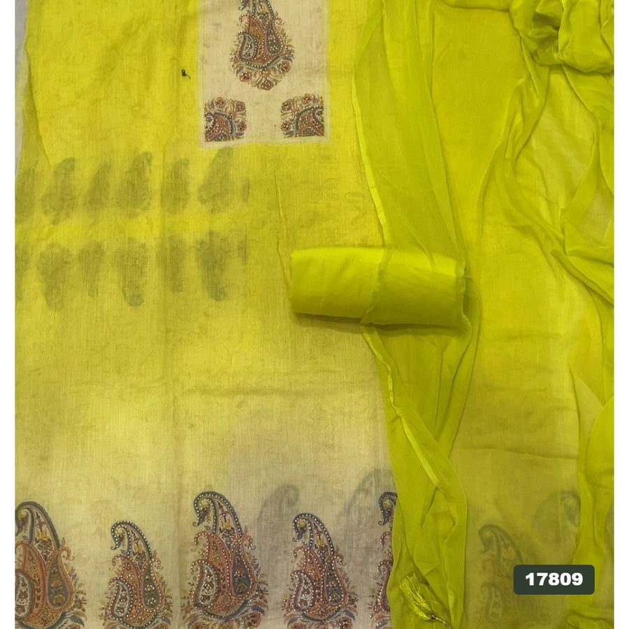 Linen Silk Embroidery Suit Set