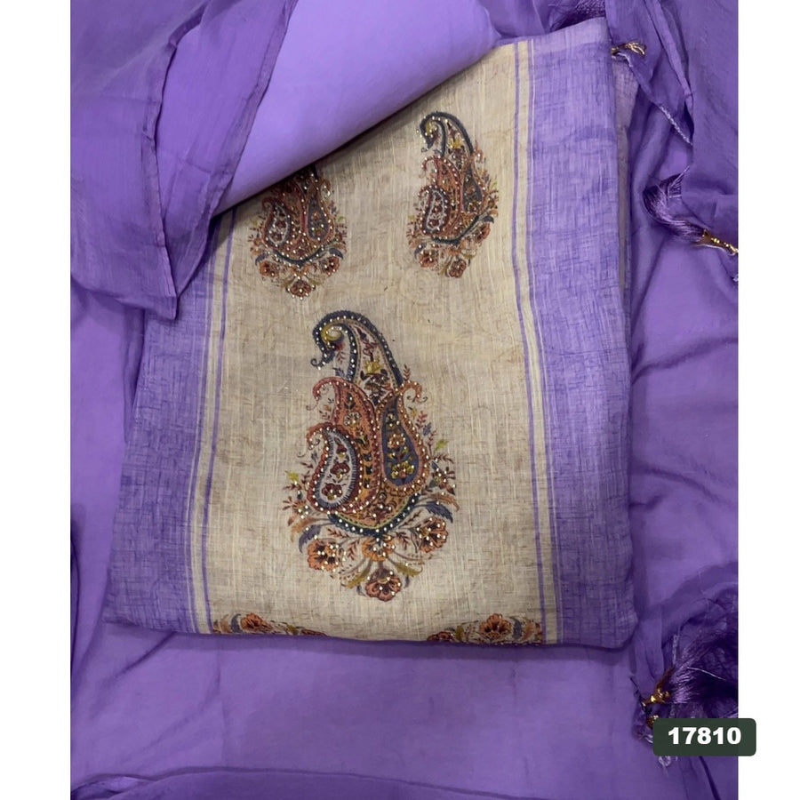 Linen Silk Embroidery Suit Set