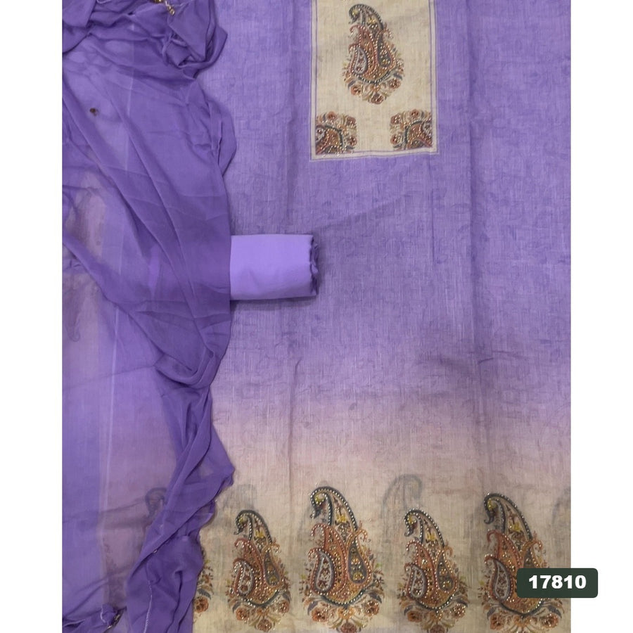 Linen Silk Embroidery Suit Set