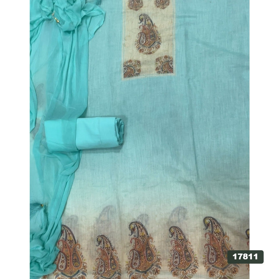 Linen Silk Embroidery Suit Set