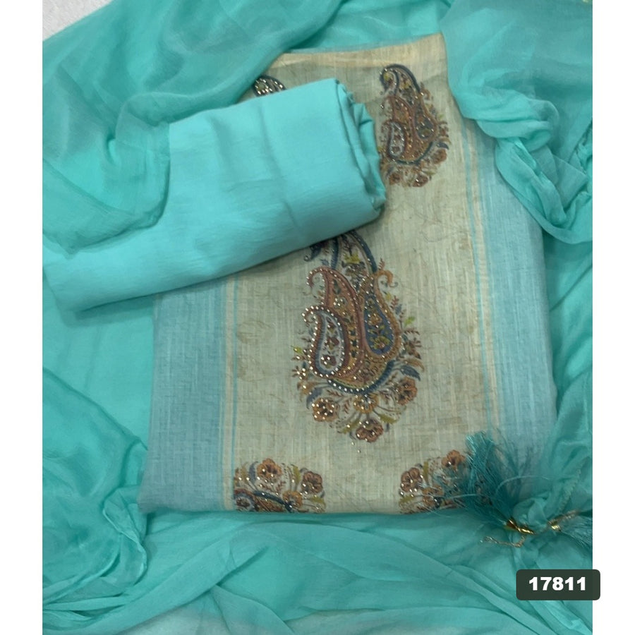 Linen Silk Embroidery Suit Set