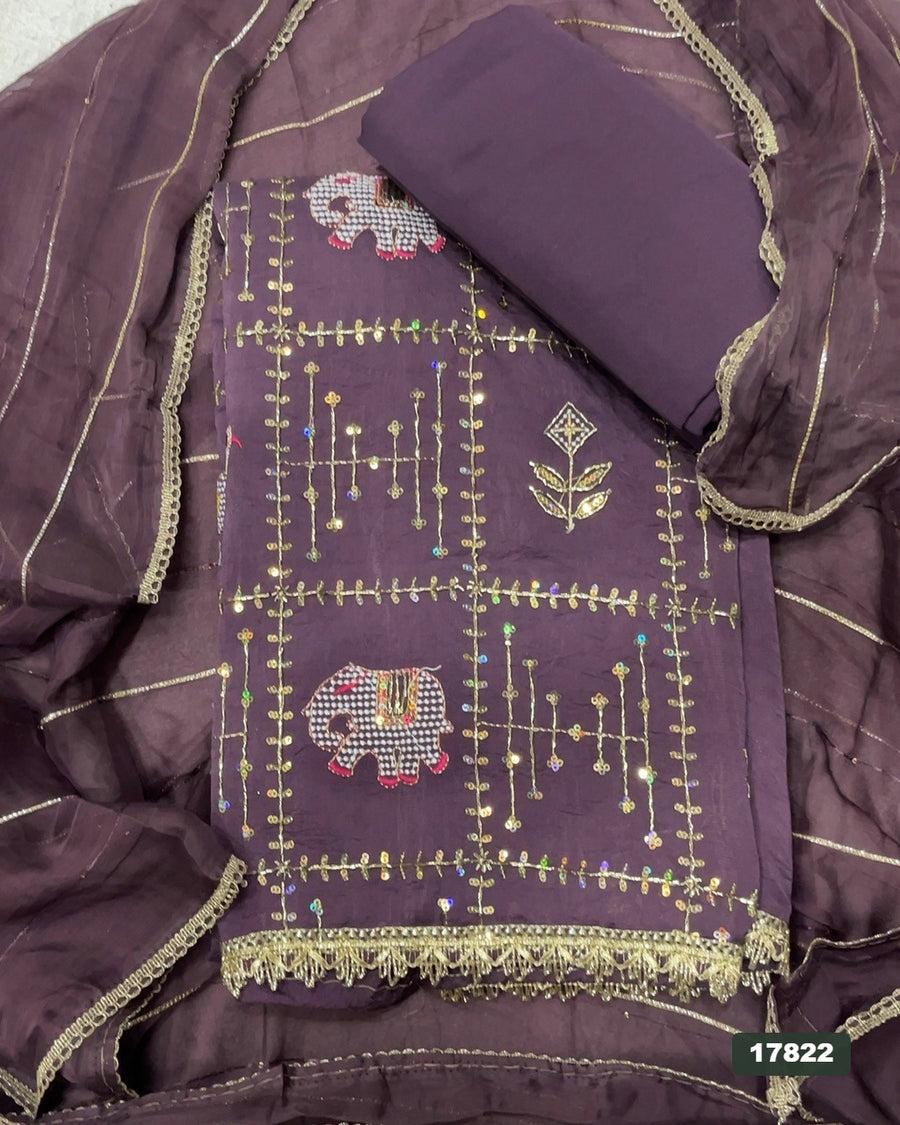 Silk Embroidery Suit Set