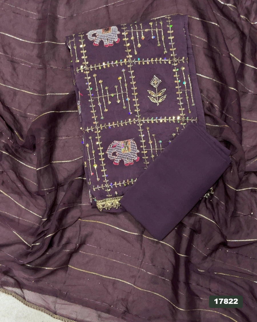 Silk Embroidery Suit Set