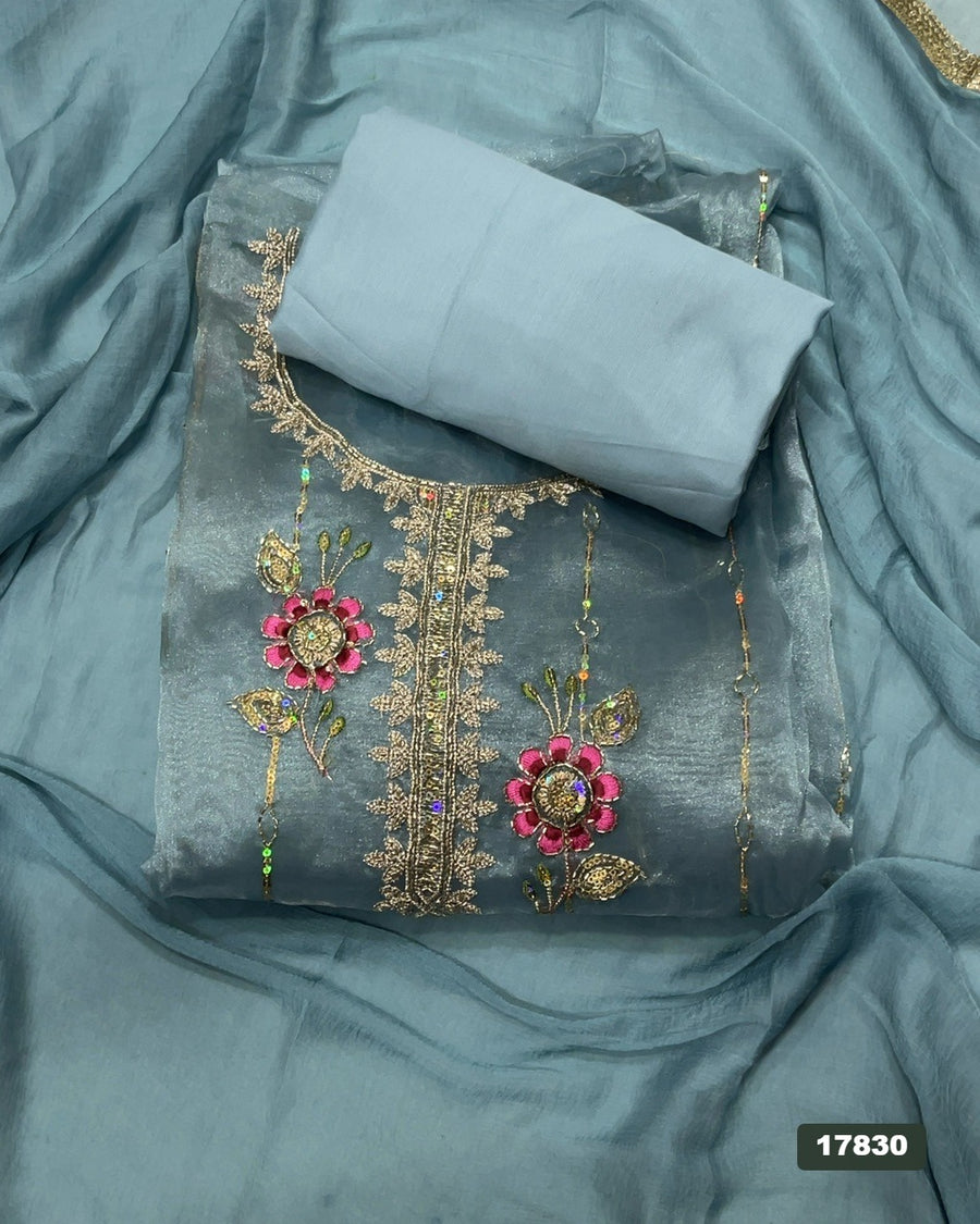 Shimmer Silk Embroidery Suit Set