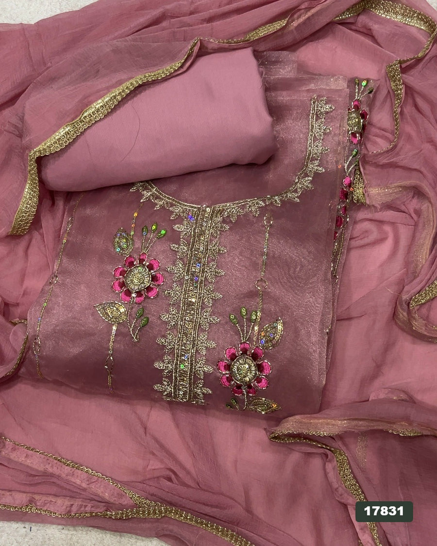 Shimmer Silk Embroidery Suit Set
