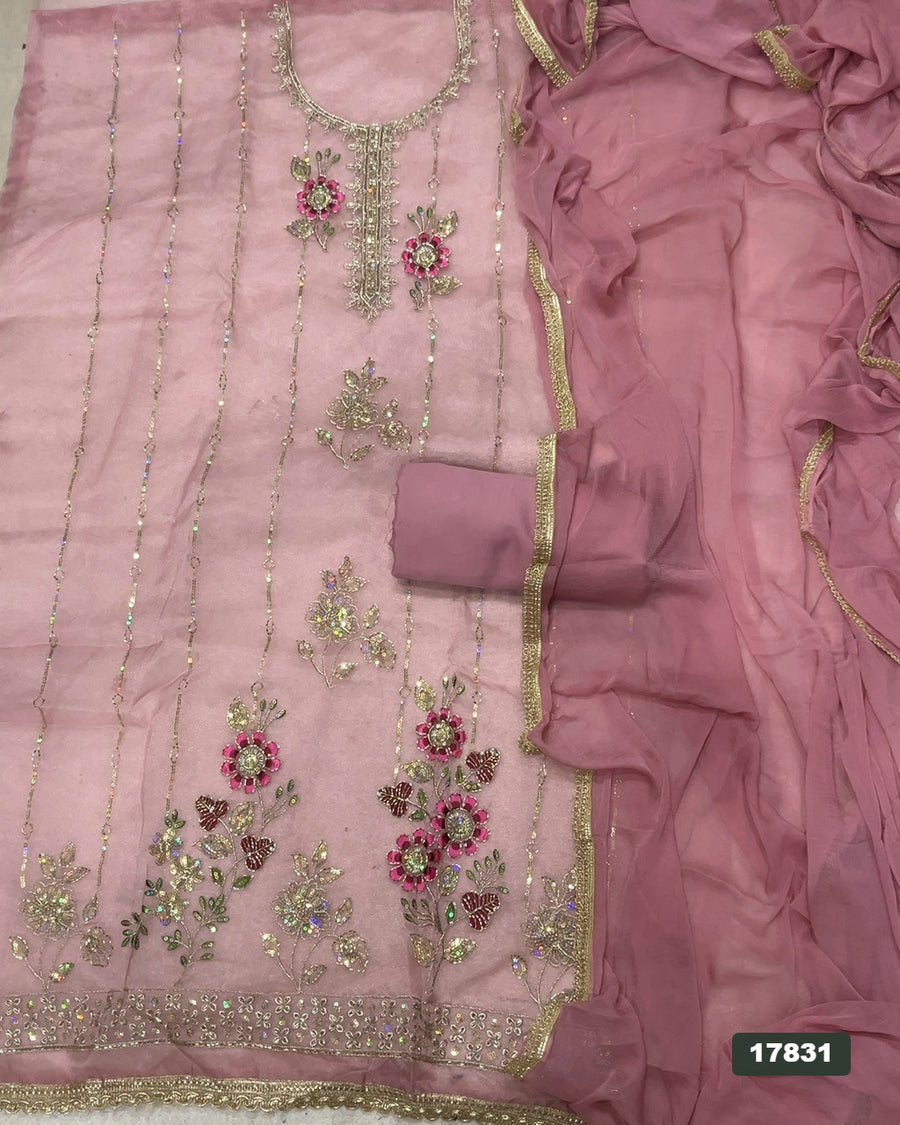 Shimmer Silk Embroidery Suit Set