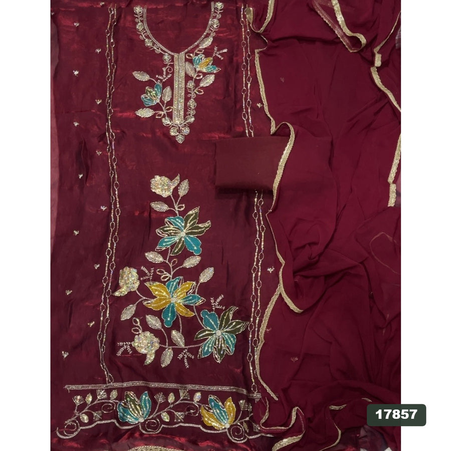 Silk Embroidery Suit Set