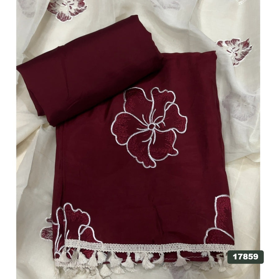 Pure Organza Silk Embroidery Suit Set