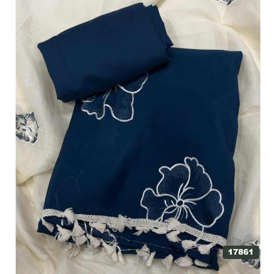 Pure Organza Silk Embroidery Suit Set