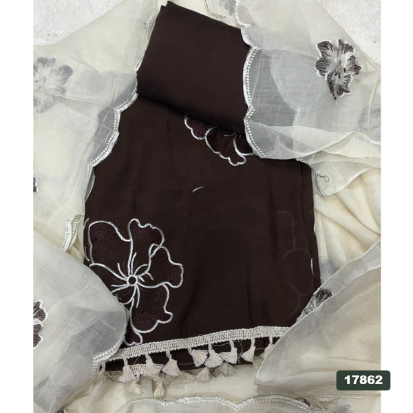 Pure Organza Silk Embroidery Suit Set