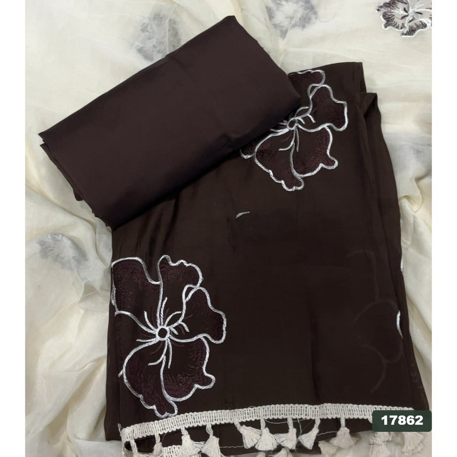 Pure Organza Silk Embroidery Suit Set