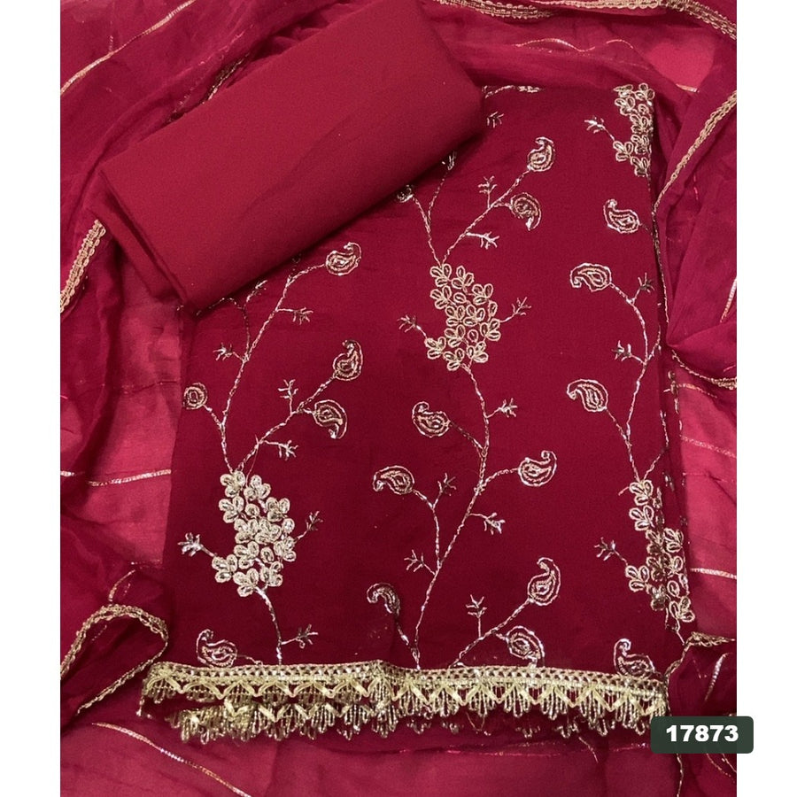 Glass Organza Silk Embroidery Suit Set
