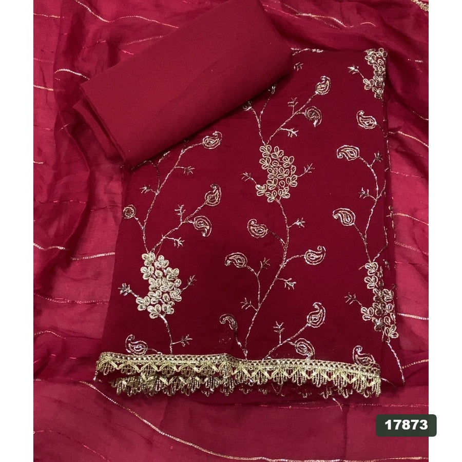 Glass Organza Silk Embroidery Suit Set