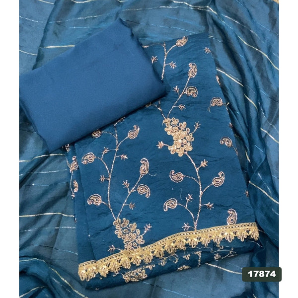 Crush Silk Embroidery Suit Set