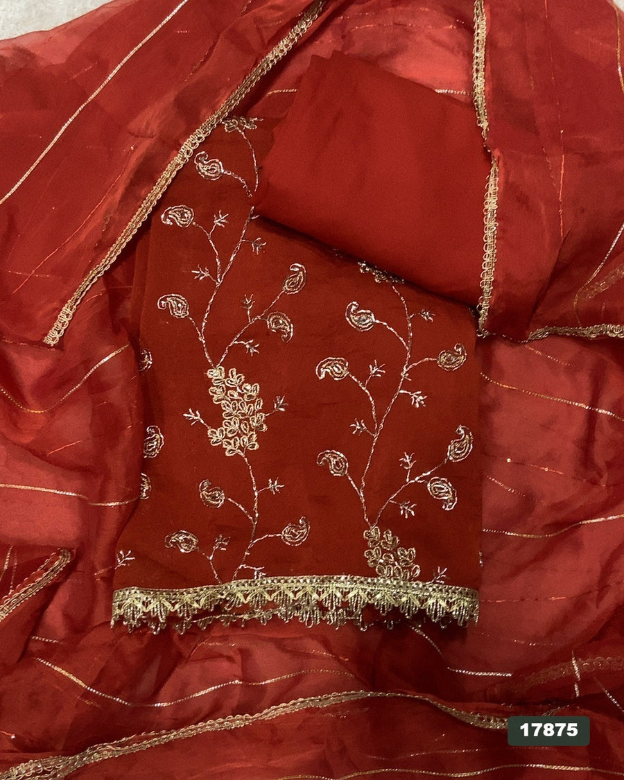 Crush Silk Embroidery Suit Set