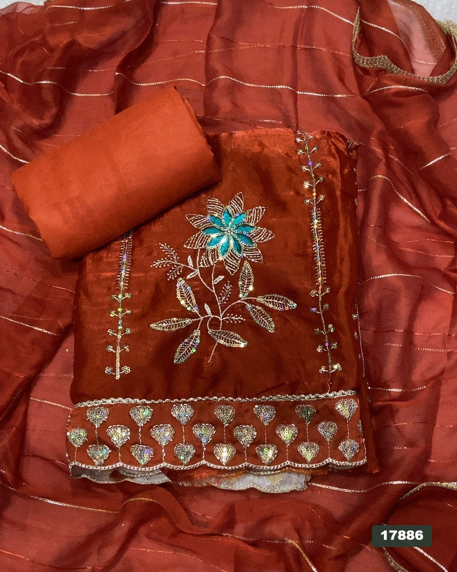 Silk Embroidery Suit Set