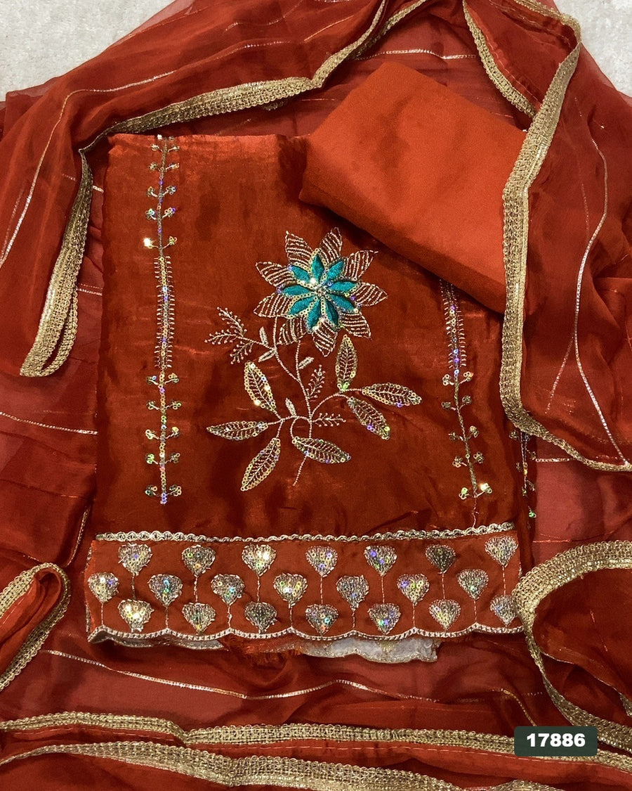 Silk Embroidery Suit Set