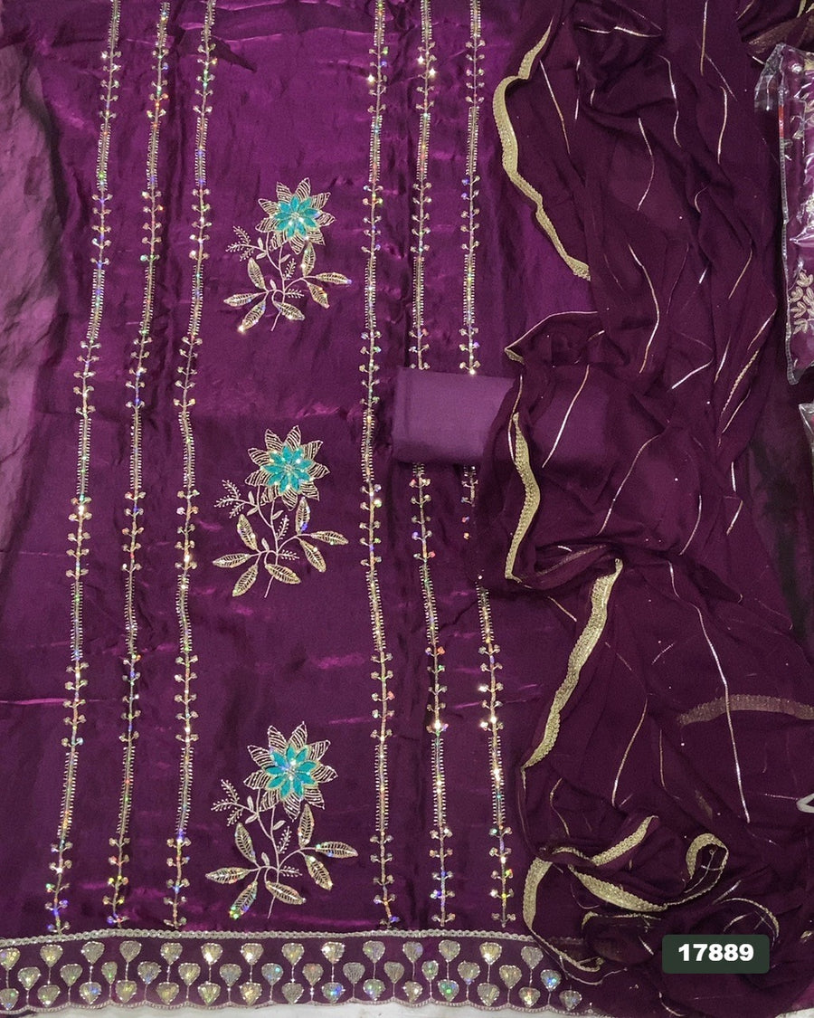 Silk Embroidery Suit Set