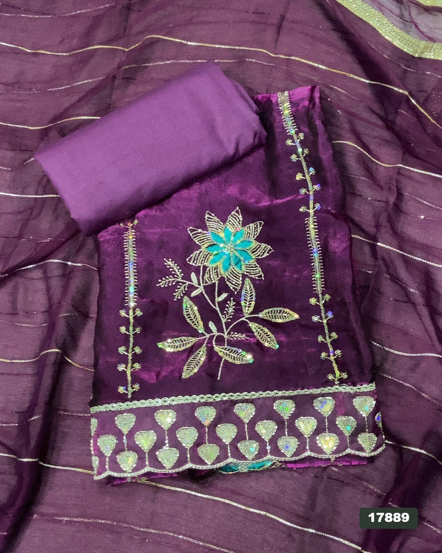 Silk Embroidery Suit Set