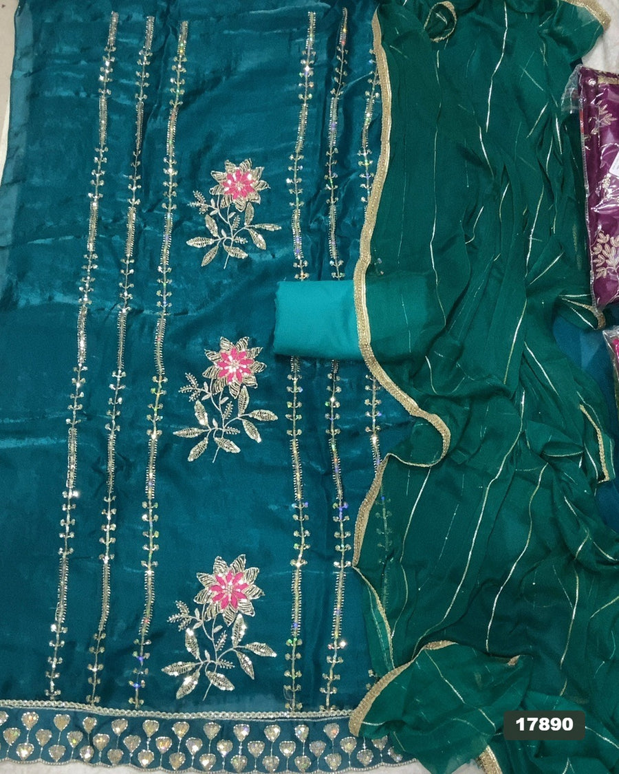 Silk Embroidery Suit Set