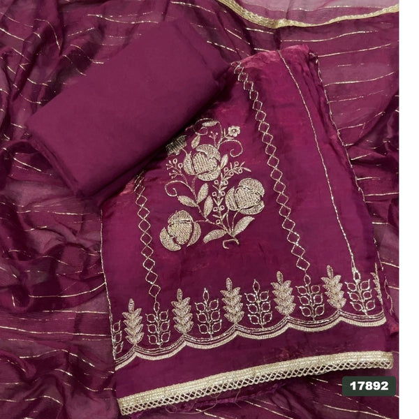 Silk Embroidery Suit Set