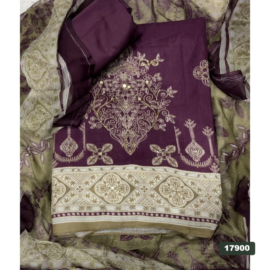 Cotton Silk Embroidery Suit Set