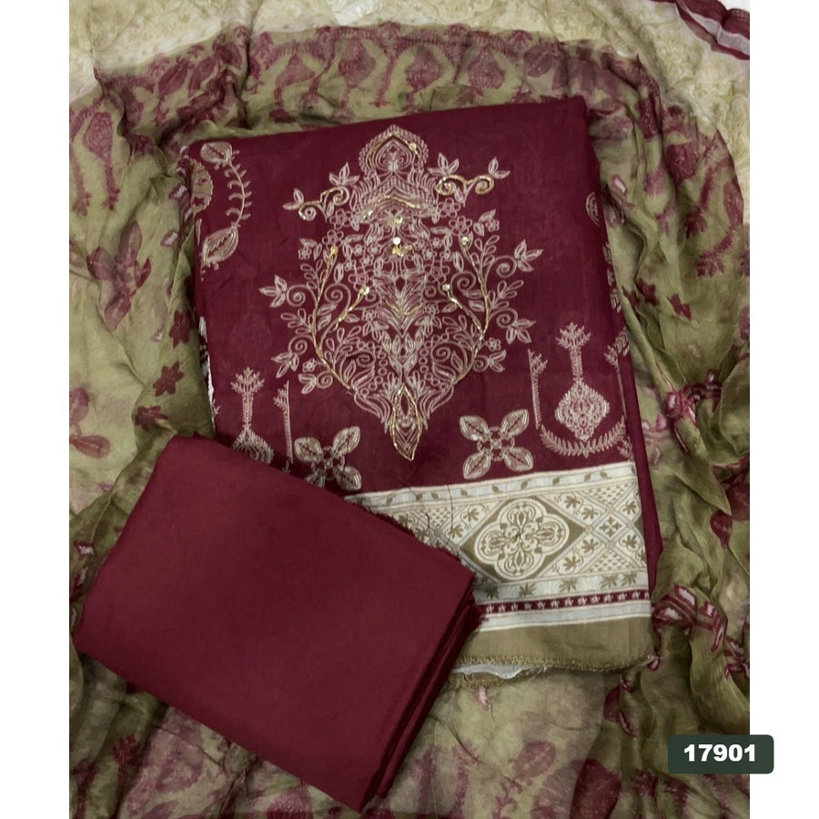 Cotton Silk Embroidery Suit Set
