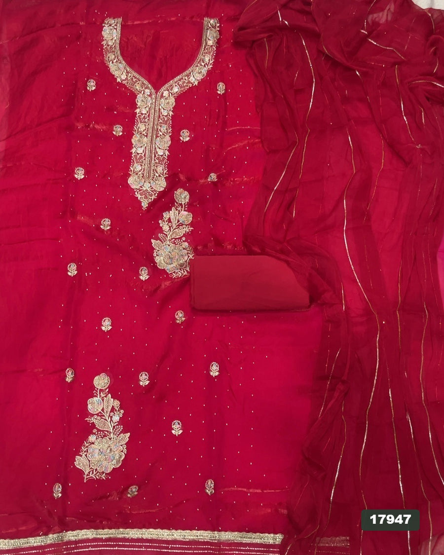 Silk Embroidery Suit Set