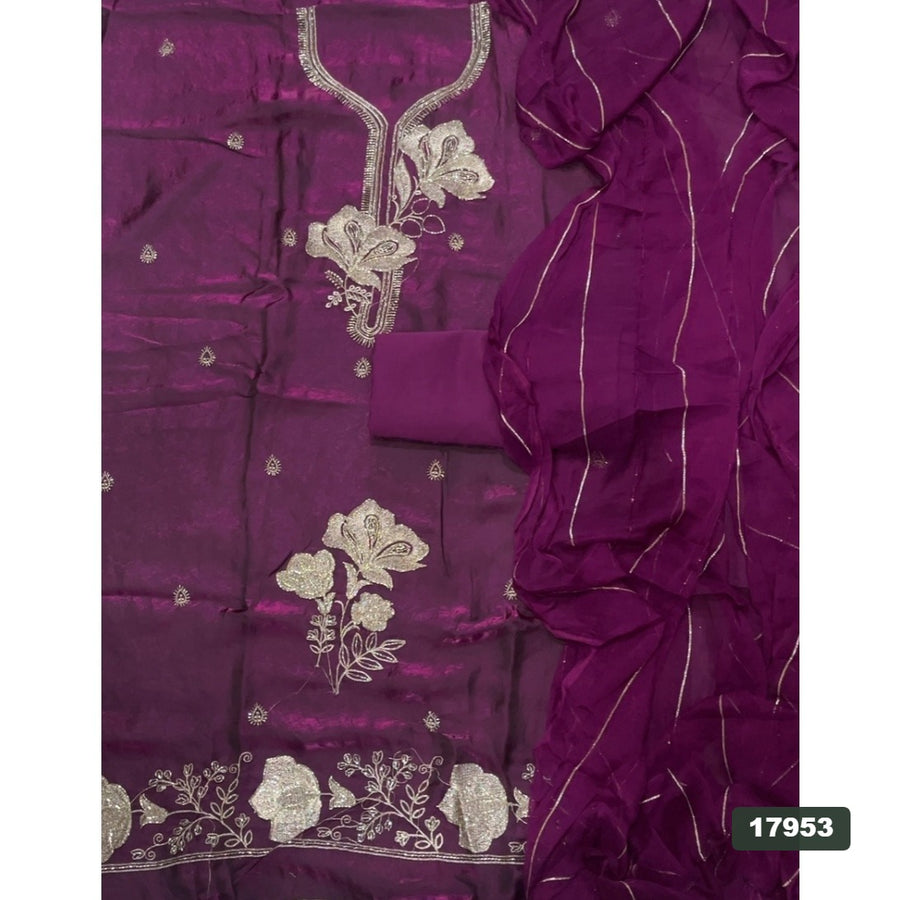 Silk Embroidery Suit Set