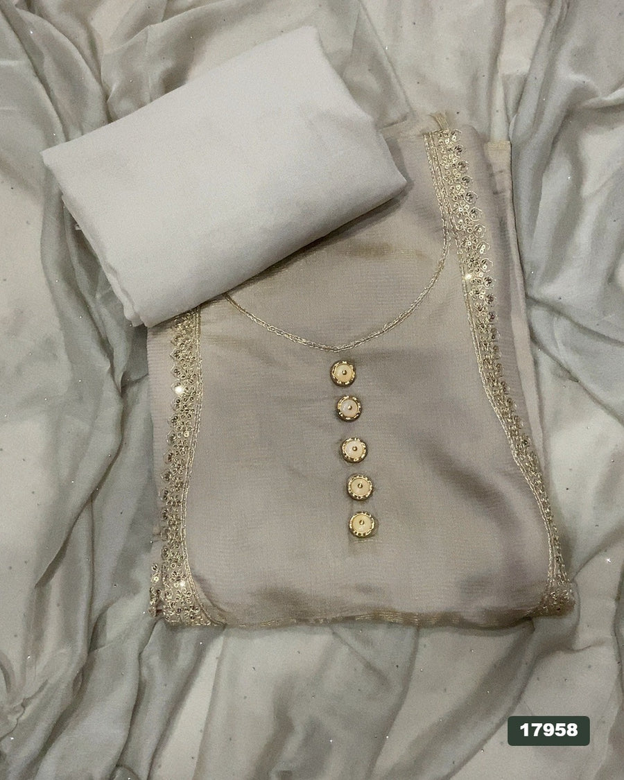 Silk Embroidery Suit Set