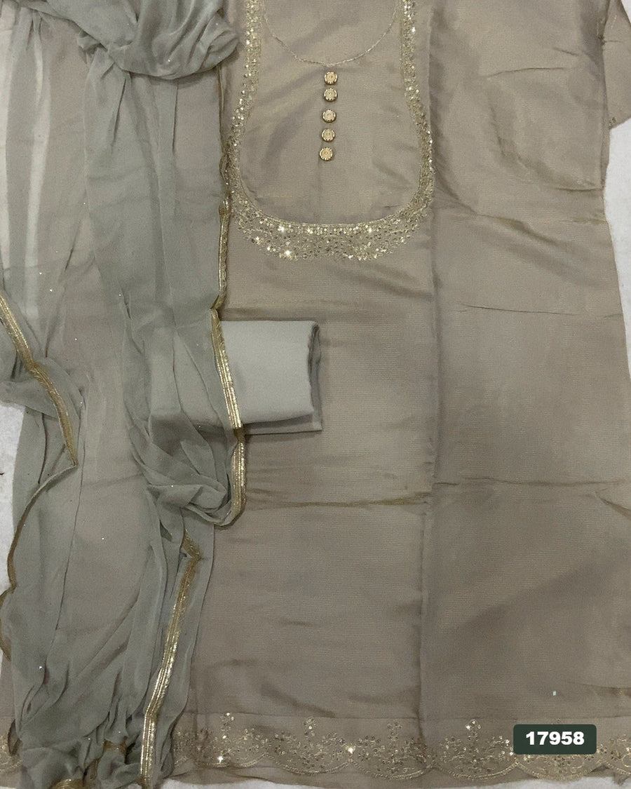 Silk Embroidery Suit Set