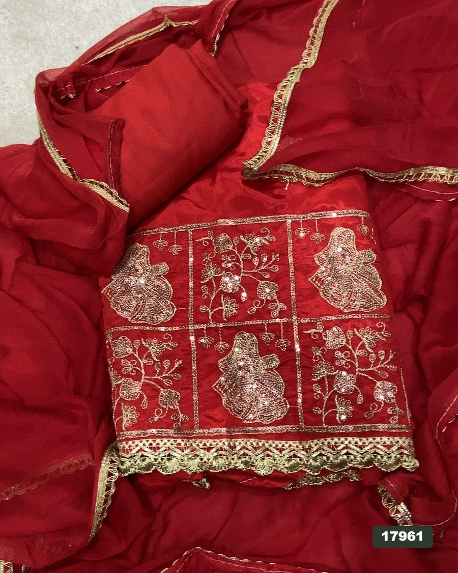 Silk Embroidery Suit Set