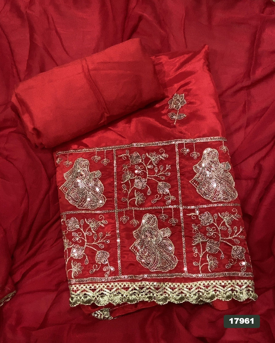 Silk Embroidery Suit Set