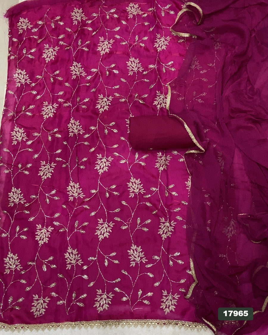 Silk Embroidery Suit Set