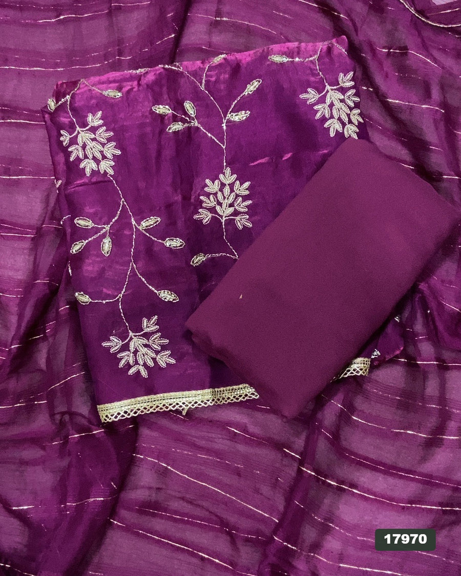 Silk Embroidery Suit Set
