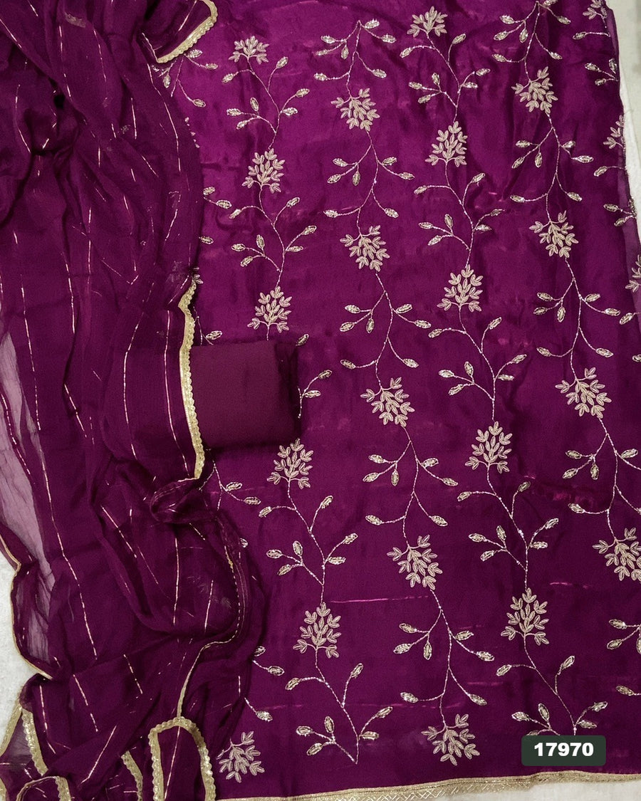 Silk Embroidery Suit Set