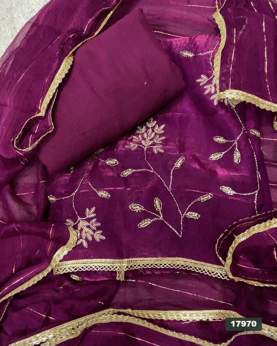 Silk Embroidery Suit Set