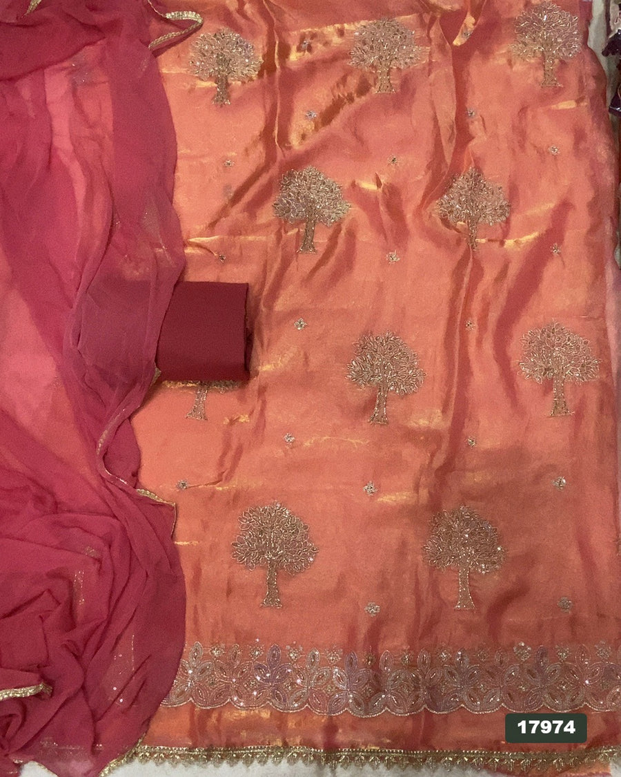 Silk Embroidery Suit Set