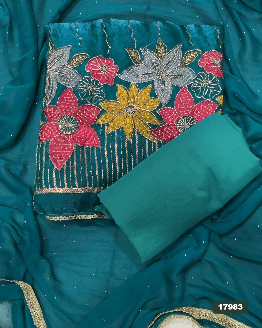Silk Embroidery Suit Set