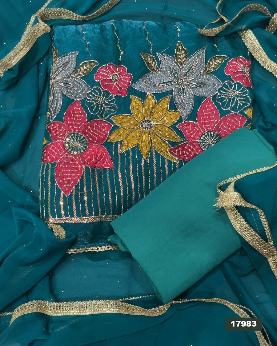 Silk Embroidery Suit Set