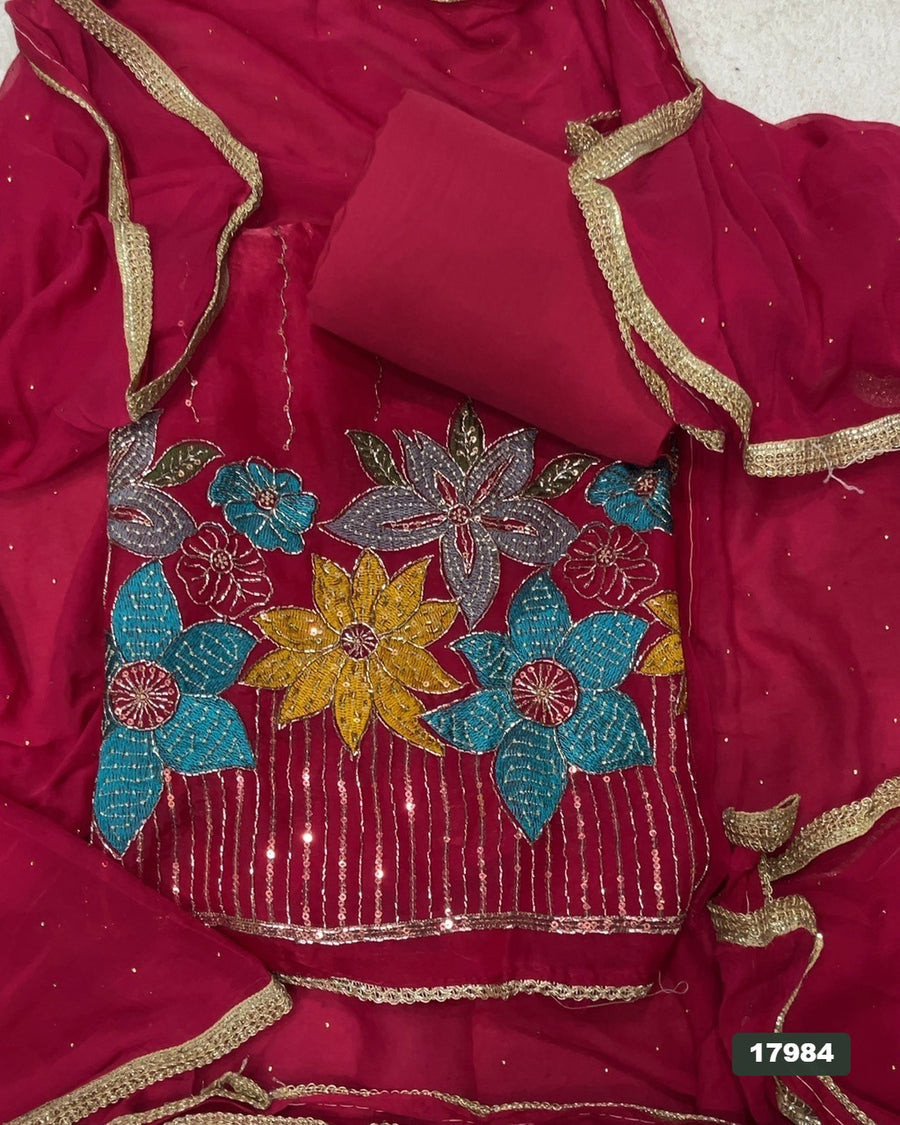 Silk Embroidery Suit Set