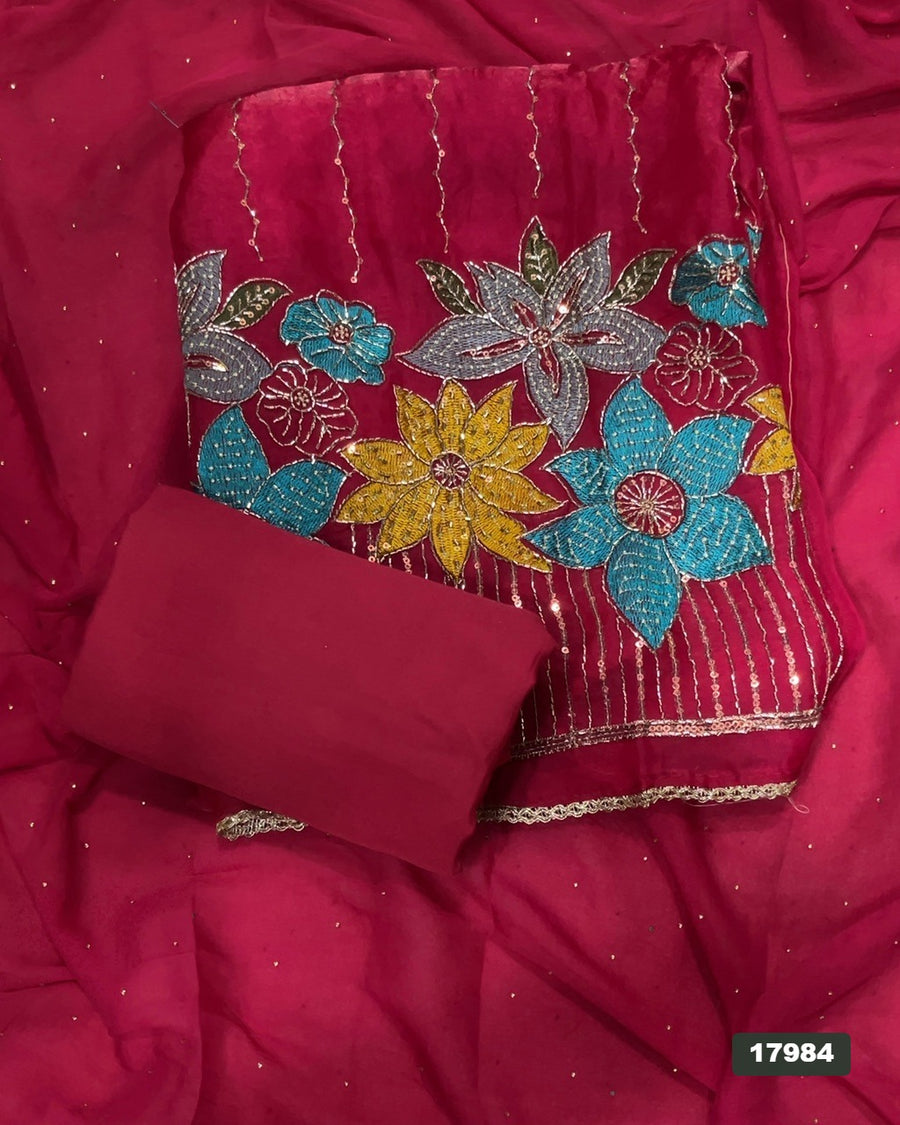 Silk Embroidery Suit Set